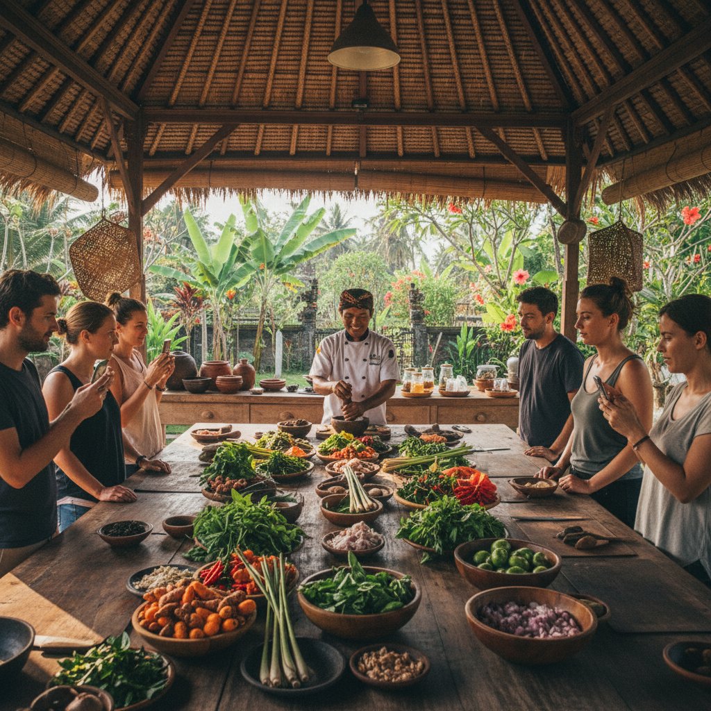 Cooking class in Ubud Bali surrounded by rice terraces
